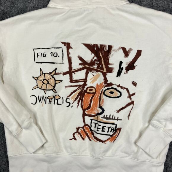 Rome Pays Off Hoodie Mens Size S White Graphic Jean Michel Basquiat Art Pullover - Picture 8 of 9